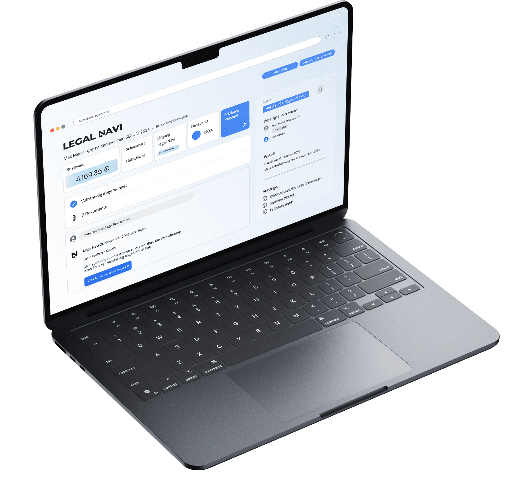 Portal Ansicht auf einem Laptop